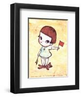 Girl with Direction Indicator Flags, c.1996-Yoshitomo Nara-Framed Art Print