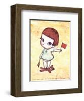 Girl with Direction Indicator Flags, c.1996-Yoshitomo Nara-Framed Art Print