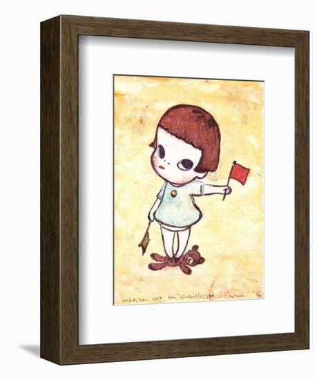 Girl with Direction Indicator Flags, c.1996-Yoshitomo Nara-Framed Art Print