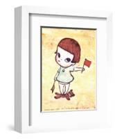 Girl with Direction Indicator Flags, c.1996-Yoshitomo Nara-Framed Art Print