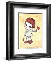 Girl with Direction Indicator Flags, c.1996-Yoshitomo Nara-Framed Art Print