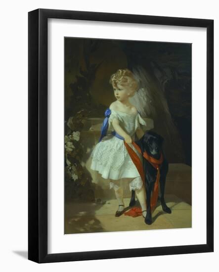 Girl with Dog, 1860S-Ivan Kosmich Makarov-Framed Giclee Print