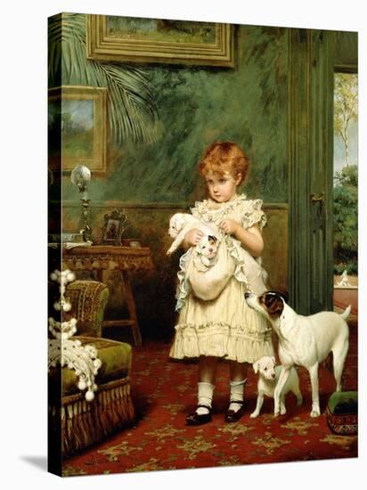 Girl with Dogs, 1893-Charles Burton Barber-Stretched Canvas