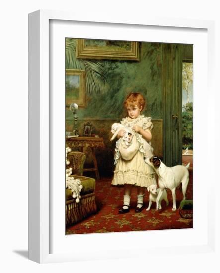 Girl with Dogs, 1893-Charles Burton Barber-Framed Giclee Print