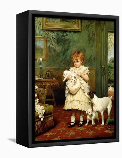 Girl with Dogs, 1893-Charles Burton Barber-Framed Stretched Canvas