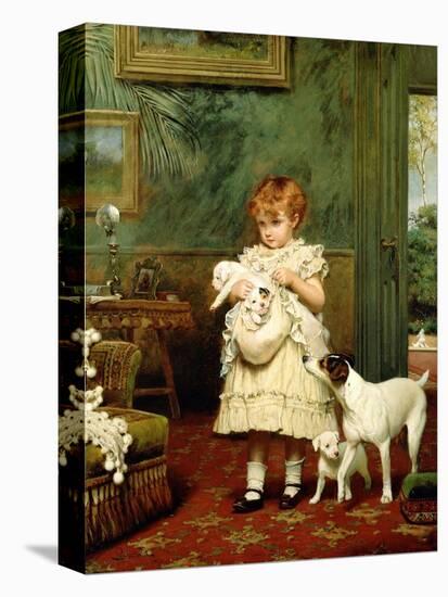Girl with Dogs, 1893-Charles Burton Barber-Stretched Canvas