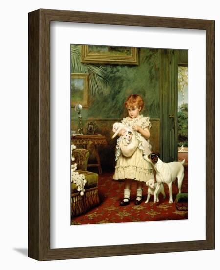 Girl with Dogs, 1893-Charles Burton Barber-Framed Giclee Print