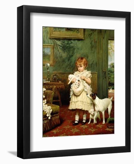 Girl with Dogs, 1893-Charles Burton Barber-Framed Giclee Print