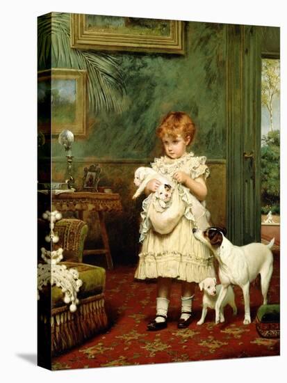 Girl with Dogs, 1893-Charles Burton Barber-Stretched Canvas