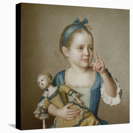 Girl with Doll-Jean-Etienne Liotard-Stretched Canvas