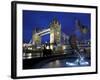 Girl with Dolphin by David Wynne, Illuminated at Night in Front of Tower Bridge, London, England-Peter Barritt-Framed Photographic Print