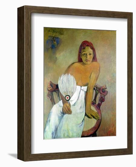 Girl with Fan, 1902-Paul Gauguin-Framed Premium Giclee Print