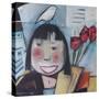 Girl with Flowers and Bird-Tim Nyberg-Stretched Canvas