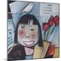 Girl with Flowers and Bird-Tim Nyberg-Mounted Giclee Print