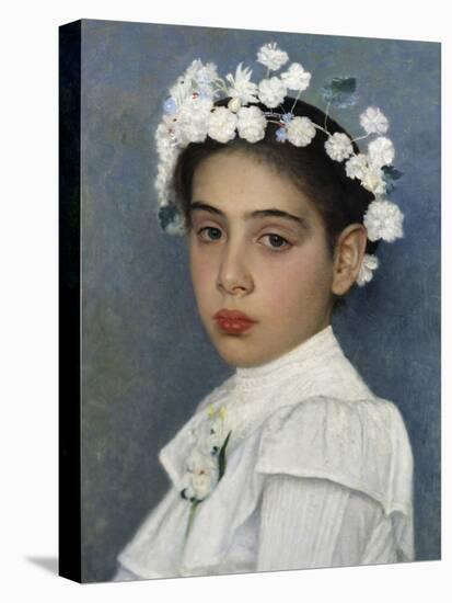 Girl with Flowers in Her Hair-Isidor Kaufmann-Stretched Canvas