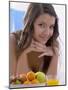 Girl with Fresh Fruit and Orange Juice-null-Mounted Photographic Print