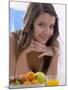 Girl with Fresh Fruit and Orange Juice-null-Mounted Photographic Print