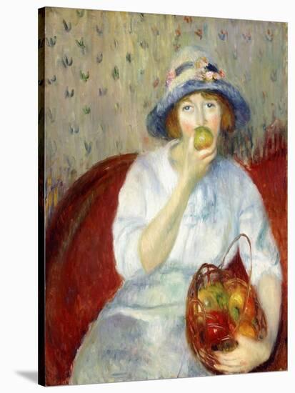 Girl with Green Apple-William James Glackens-Stretched Canvas