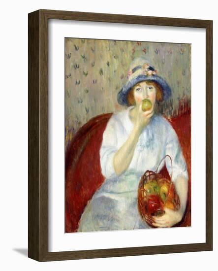 Girl with Green Apple-William James Glackens-Framed Giclee Print