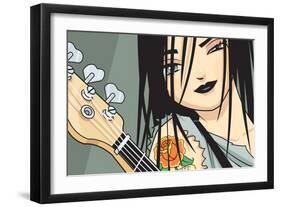 Girl with Guitar-Harry Briggs-Framed Giclee Print