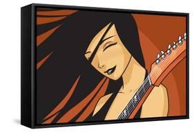 Girl with Guitar-Harry Briggs-Framed Stretched Canvas