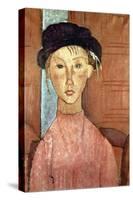 Girl with Hat-Amedeo Modigliani-Stretched Canvas