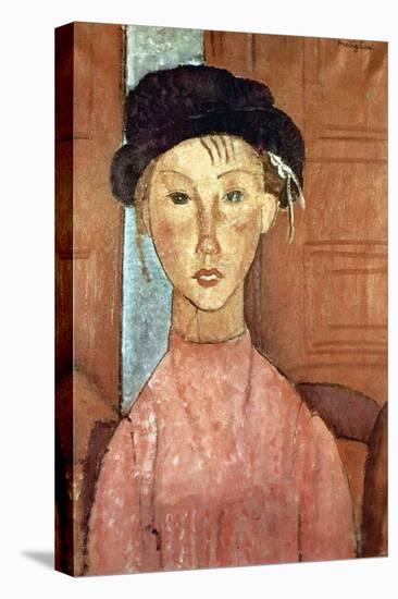 Girl with Hat-Amedeo Modigliani-Stretched Canvas