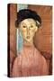 Girl with Hat-Amedeo Modigliani-Stretched Canvas