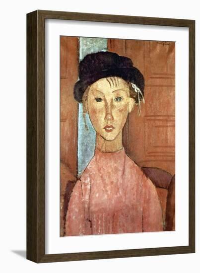 Girl with Hat-Amedeo Modigliani-Framed Art Print