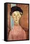 Girl with Hat-Amedeo Modigliani-Framed Stretched Canvas