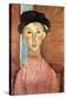 Girl with Hat-Amedeo Modigliani-Stretched Canvas