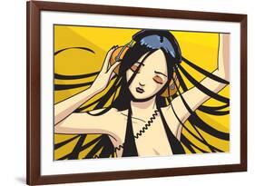 Girl with Headphones-Harry Briggs-Framed Giclee Print