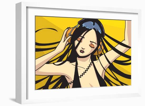 Girl with Headphones-Harry Briggs-Framed Giclee Print