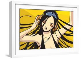 Girl with Headphones-Harry Briggs-Framed Giclee Print