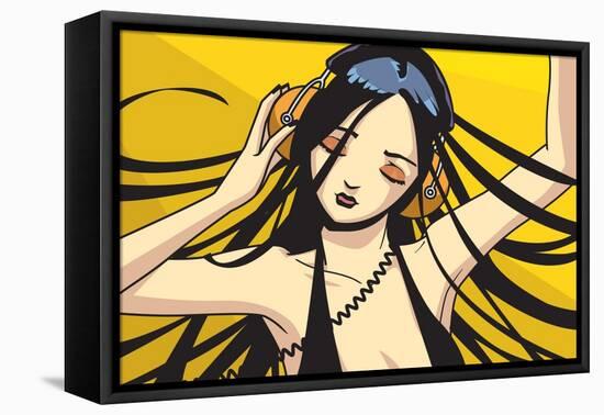 Girl with Headphones-Harry Briggs-Framed Stretched Canvas