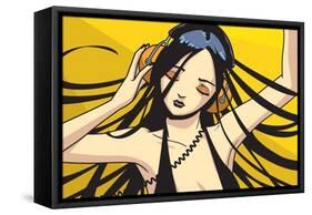 Girl with Headphones-Harry Briggs-Framed Stretched Canvas