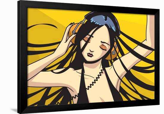 Girl with Headphones-Harry Briggs-Framed Premium Giclee Print