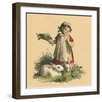 Girl with Her Rabbits-English School-Framed Giclee Print