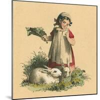 Girl with Her Rabbits-English School-Mounted Giclee Print