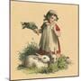 Girl with Her Rabbits-English School-Mounted Giclee Print