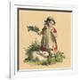 Girl with Her Rabbits-English School-Framed Giclee Print