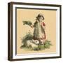 Girl with Her Rabbits-English School-Framed Premium Giclee Print