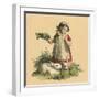 Girl with Her Rabbits-English School-Framed Premium Giclee Print