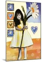 Girl with Huge Sunflower Art Print Poster-null-Mounted Poster
