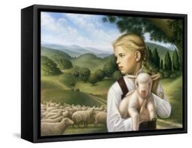 Girl with Lamb-Dan Craig-Framed Stretched Canvas