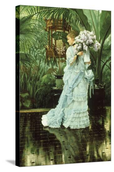 Girl with Lilac-James Tissot-Stretched Canvas