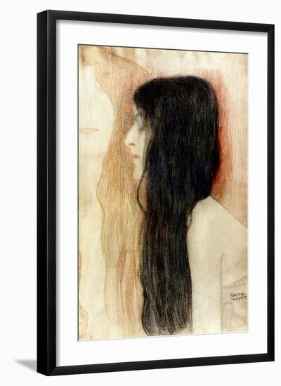 Girl with Long Hair, 1898-99-Gustav Klimt-Framed Giclee Print