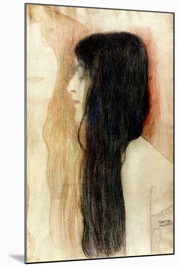 Girl with Long Hair, 1898-99-Gustav Klimt-Mounted Giclee Print