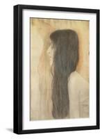 Girl with Long Hair in Profile-Gustav Klimt-Framed Giclee Print