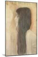 Girl with Long Hair in Profile-Gustav Klimt-Mounted Giclee Print